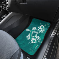 Kia Orana Cook Islands Tapa Floral With Cross Car Mats Deep Teal LT7 - Polynesian Pride