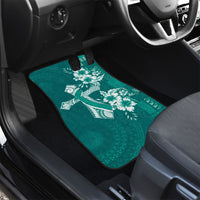 Kia Orana Cook Islands Tapa Floral With Cross Car Mats Deep Teal LT7 - Polynesian Pride