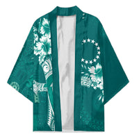 Kia Orana Cook Islands Tapa Floral With Cross Kimono Deep Teal LT7 Unisex Deep Teal - Polynesian Pride
