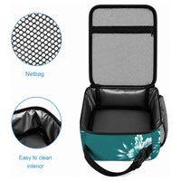 Kia Orana Cook Islands Tapa Floral With Cross Lunch Bag Deep Teal LT7 - Polynesian Pride