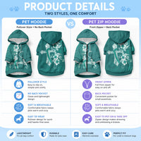 Kia Orana Cook Islands Tapa Floral With Cross Pet Hoodie Deep Teal LT7 - Polynesian Pride