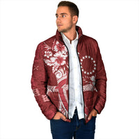 Kia Orana Cook Islands Tapa Floral With Cross Padded Jacket Crimson Red LT7 - Polynesian Pride