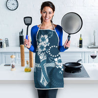 Kia Orana Cook Islands Tapa Floral With Cross Apron Navy Blue LT7 - Polynesian Pride