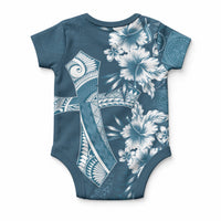 Kia Orana Cook Islands Tapa Floral With Cross Baby Onesie Navy Blue LT7 - Polynesian Pride