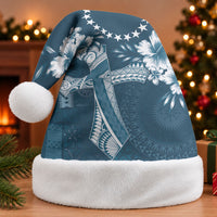 Kia Orana Cook Islands Tapa Floral With Cross Christmas Santa Hat Navy Blue LT7 Without Fur Navy Blue - Polynesian Pride