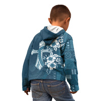 Kia Orana Cook Islands Tapa Floral With Cross Kid Hoodie Navy Blue LT7 - Polynesian Pride