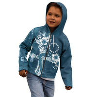Kia Orana Cook Islands Tapa Floral With Cross Kid Hoodie Navy Blue LT7 - Polynesian Pride