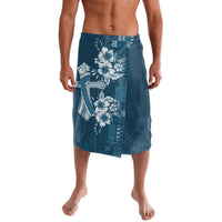 Kia Orana Cook Islands Tapa Floral With Cross Lavalava Navy Blue LT7 Navy Blue - Polynesian Pride