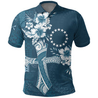 Kia Orana Cook Islands Tapa Floral With Cross Polo Shirt Navy Blue LT7 Navy Blue - Polynesian Pride