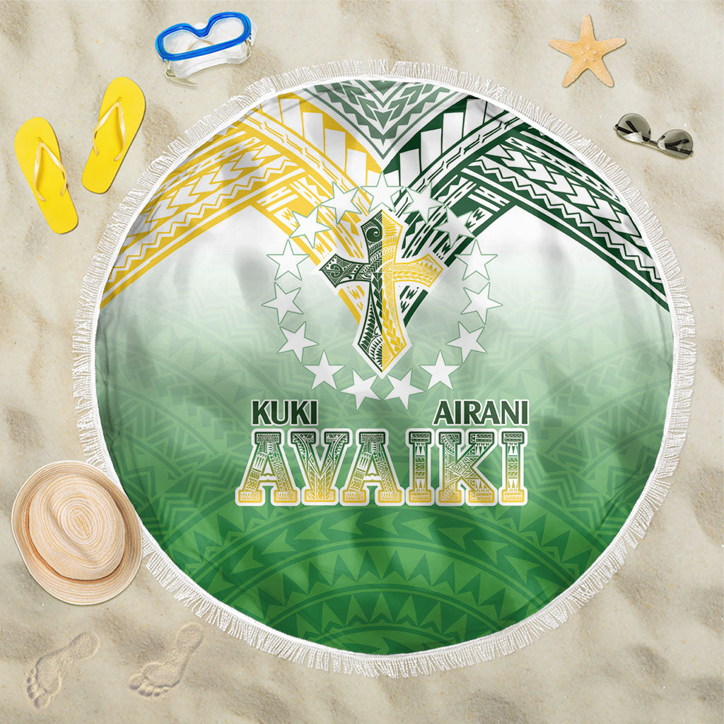 Cook Islands Rugby Medallion Of Stars Beach Blanket Kuki Airani Avaiki LT7 One Size 150cm White Green - Polynesian Pride