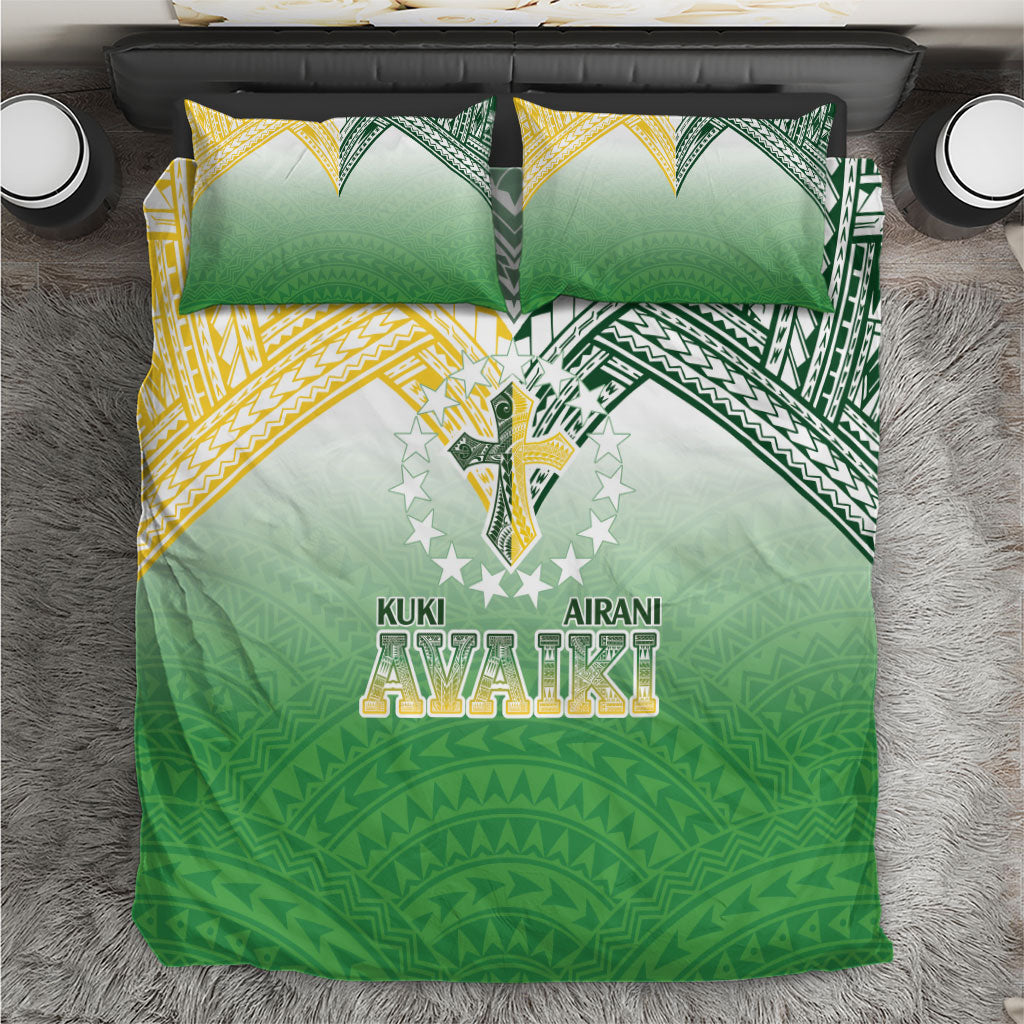Cook Islands Rugby Medallion Of Stars Bedding Set Kuki Airani Avaiki LT7 White Green - Polynesian Pride