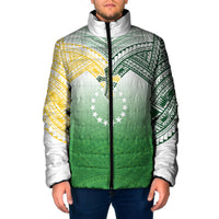Cook Islands Rugby Medallion Of Stars Padded Jacket Kuki Airani Avaiki LT7 Men White Green - Polynesian Pride