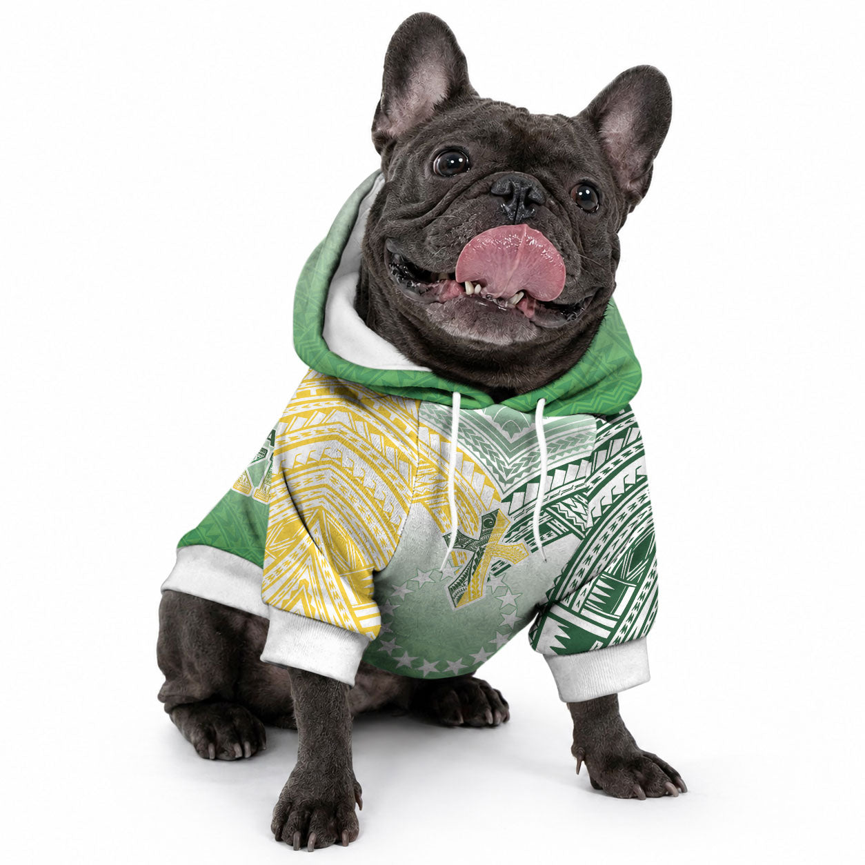 Cook Islands Rugby Medallion Of Stars Pet Hoodie Kuki Airani Avaiki LT7 - Polynesian Pride