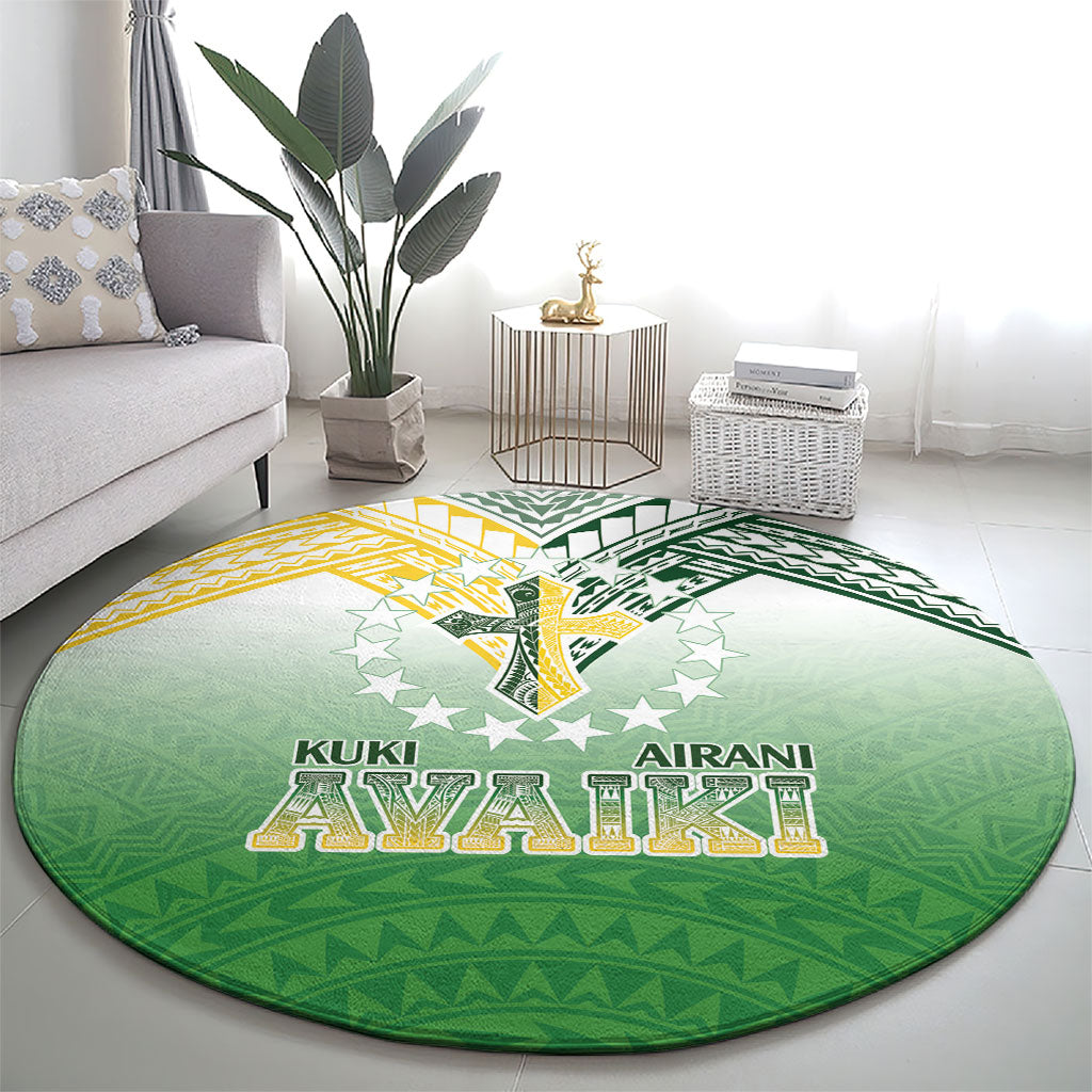 Cook Islands Rugby Medallion Of Stars Round Carpet Kuki Airani Avaiki LT7 - Polynesian Pride