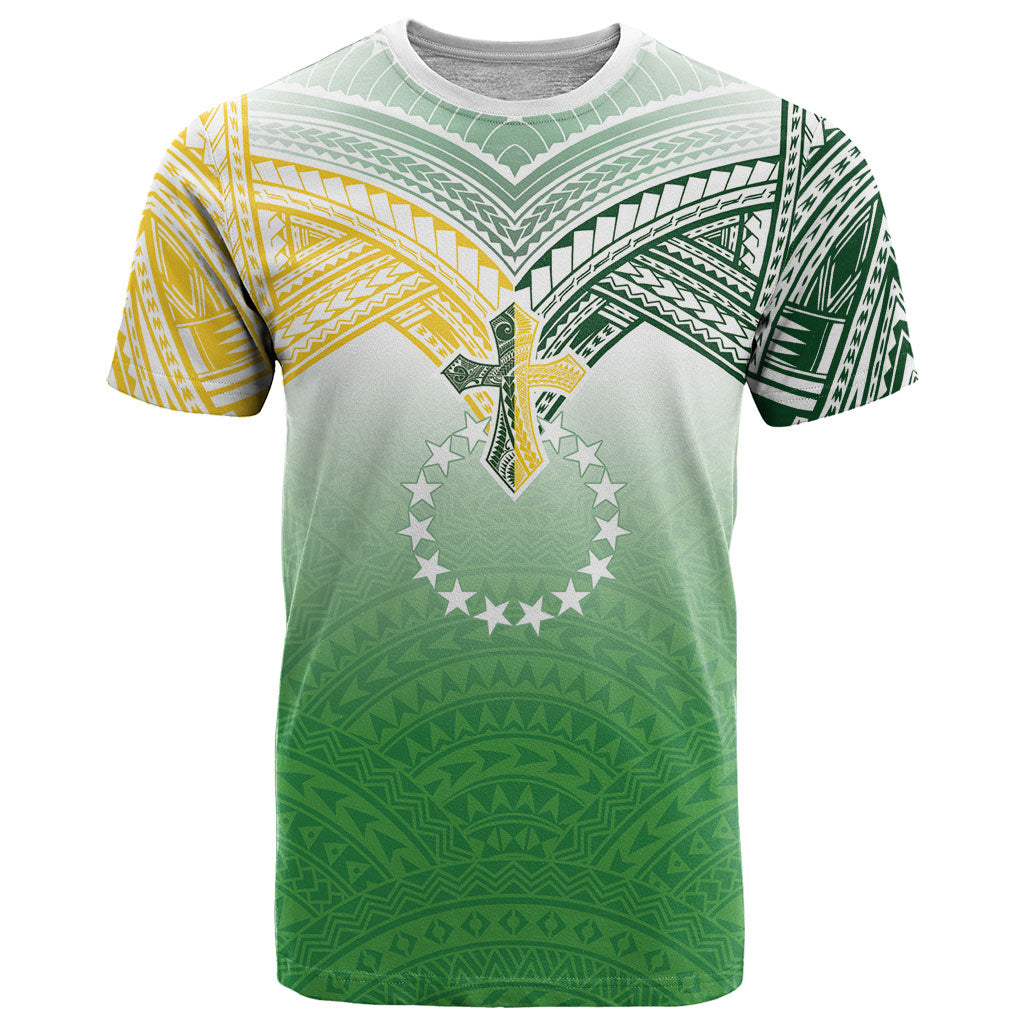 Cook Islands Rugby Medallion Of Stars T Shirt Kuki Airani Avaiki LT7 White Green - Polynesian Pride