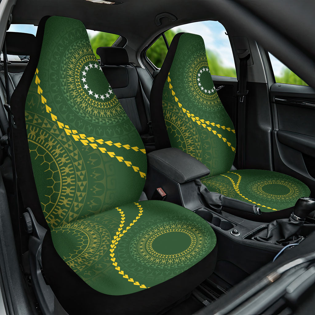 Cook Islands Rugby Car Seat Cover Kuki Tapa Motifs - Medallion Of Stars LT7 One Size Dark Green - Polynesian Pride