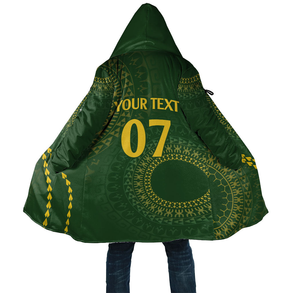 Cook Islands Rugby Custom Cloak Kuki Tapa Motifs - Medallion Of Stars LT7 Unisex Dark Green - Polynesian Pride