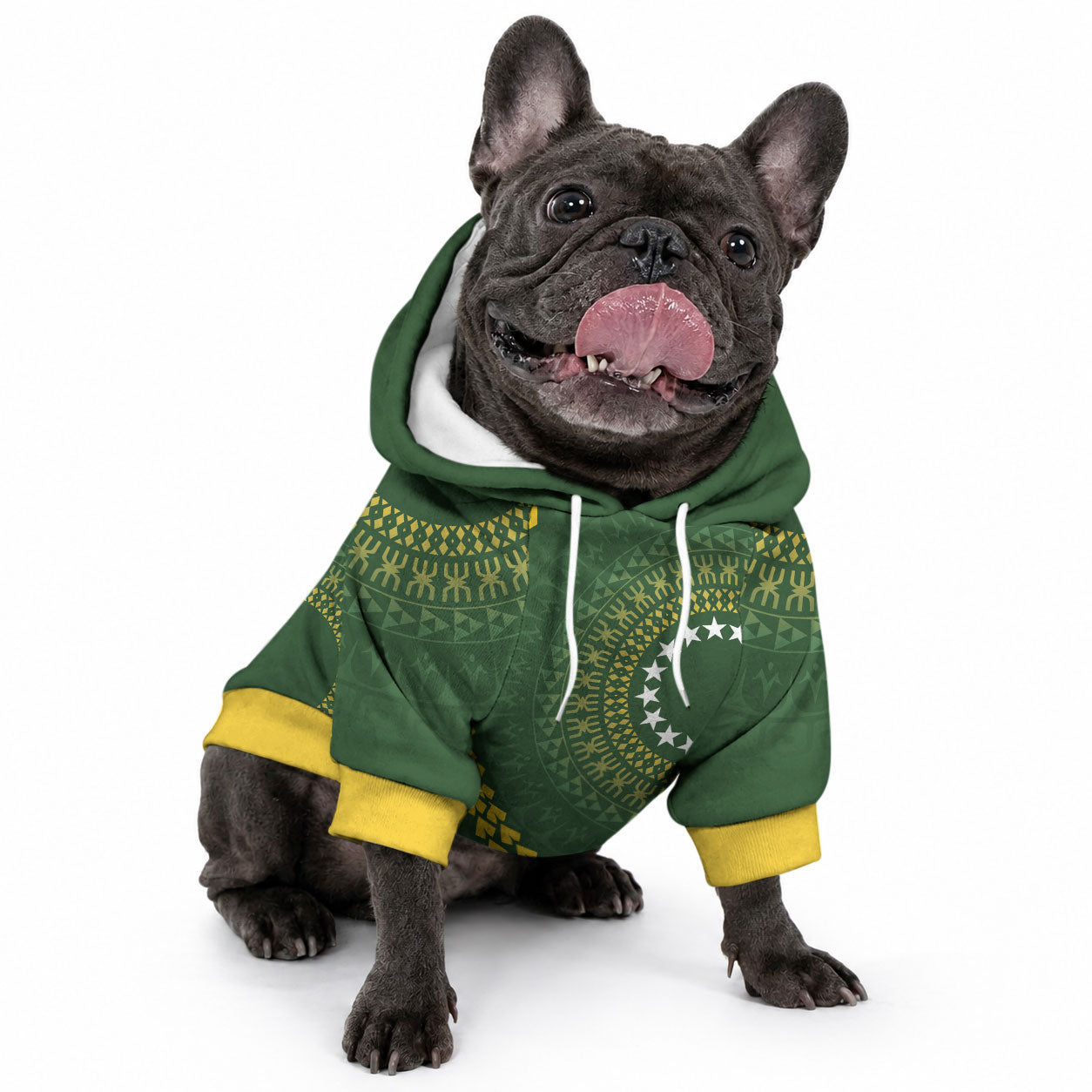 Cook Islands Rugby Custom Pet Hoodie Kuki Tapa Motifs - Medallion Of Stars LT7 - Polynesian Pride
