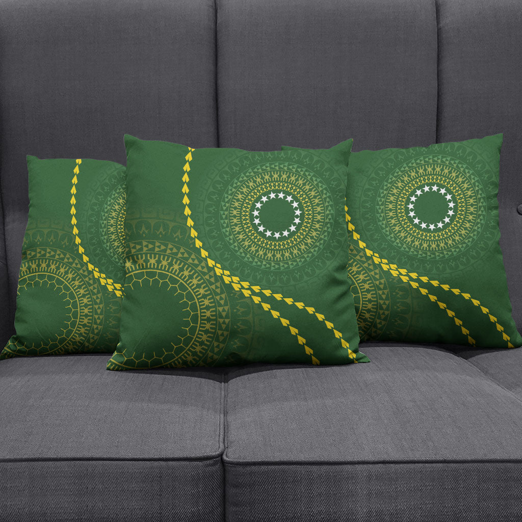 Cook Islands Rugby Pillow Cover Kuki Tapa Motifs - Medallion Of Stars LT7 - Polynesian Pride