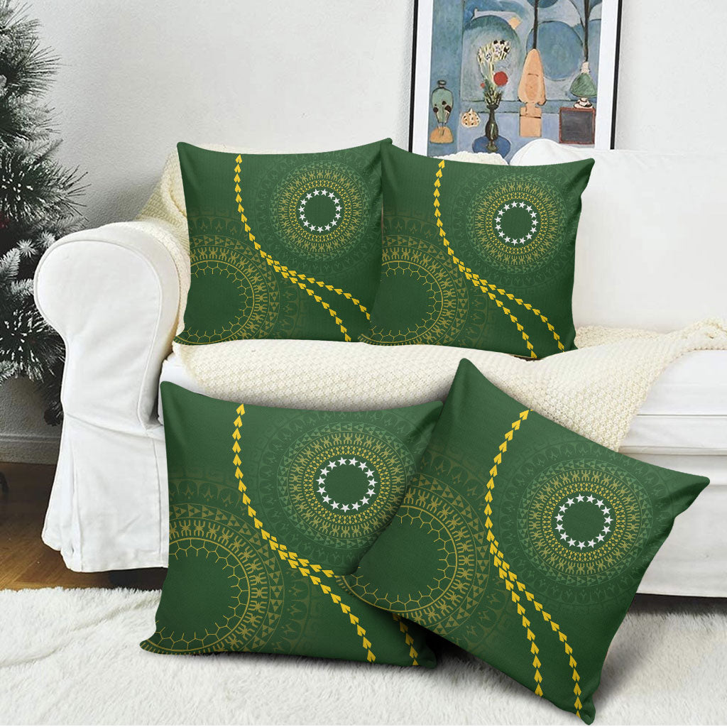 Cook Islands Rugby Pillow Cover Kuki Tapa Motifs - Medallion Of Stars LT7 - Polynesian Pride