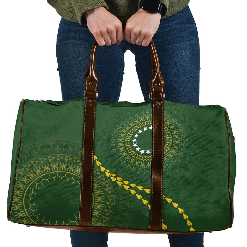 Cook Islands Rugby Travel Bag Kuki Tapa Motifs - Medallion Of Stars LT7 Dark Green - Polynesian Pride