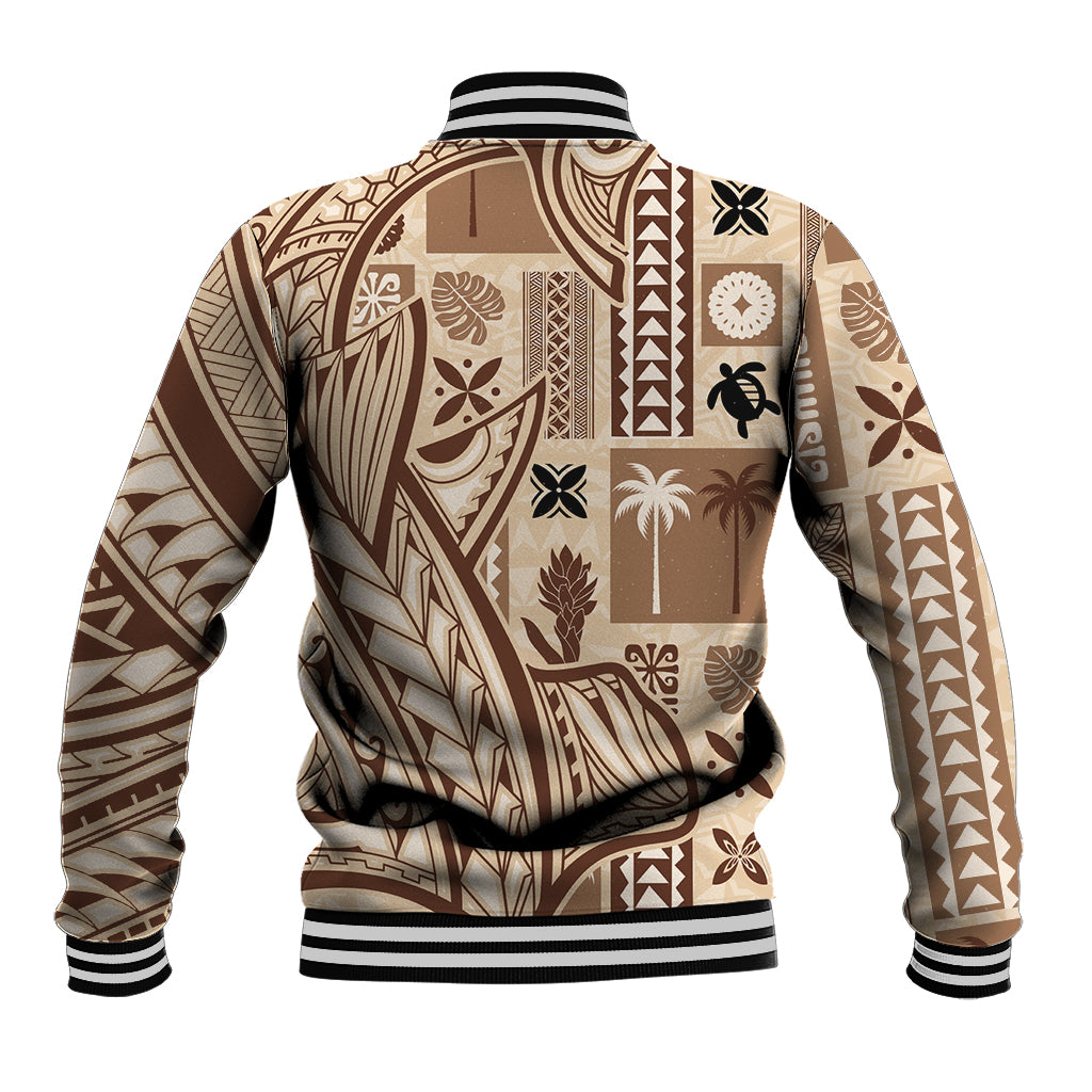 Samoa Tapa Baseball Jacket Siapo Mix Tatau Patterns LT7 - Polynesian Pride