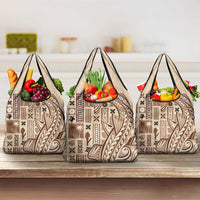 Samoa Tapa Grocery Bag Siapo Mix Tatau Patterns LT7 3-pack One Size Beige - Polynesian Pride