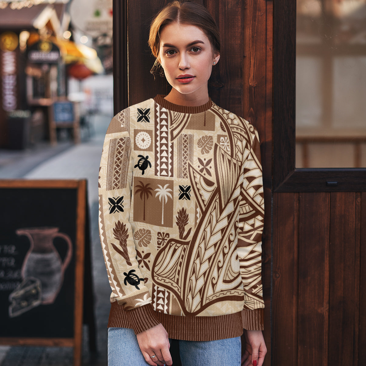 Samoa Tapa Ugly Christmas Sweater Siapo Mix Tatau Patterns LT7 - Polynesian Pride