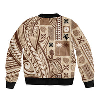 Samoa Tapa Sleeve Zip Bomber Jacket Siapo Mix Tatau Patterns LT7 - Polynesian Pride
