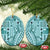 Samoa Tapa Ceramic Ornament Siapo Mix Tatau Patterns - Teal LT7 Oval Teal - Polynesian Pride