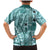 Samoa Tapa Family Matching Mermaid Dress and Hawaiian Shirt Siapo Mix Tatau Patterns - Teal LT7 - Polynesian Pride