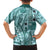 Samoa Tapa Family Matching Puletasi Dress and Hawaiian Shirt Siapo Mix Tatau Patterns - Teal LT7 - Polynesian Pride