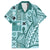 Samoa Tapa Family Matching Puletasi Dress and Hawaiian Shirt Siapo Mix Tatau Patterns - Teal LT7 Dad's Shirt - Short Sleeve Teal - Polynesian Pride