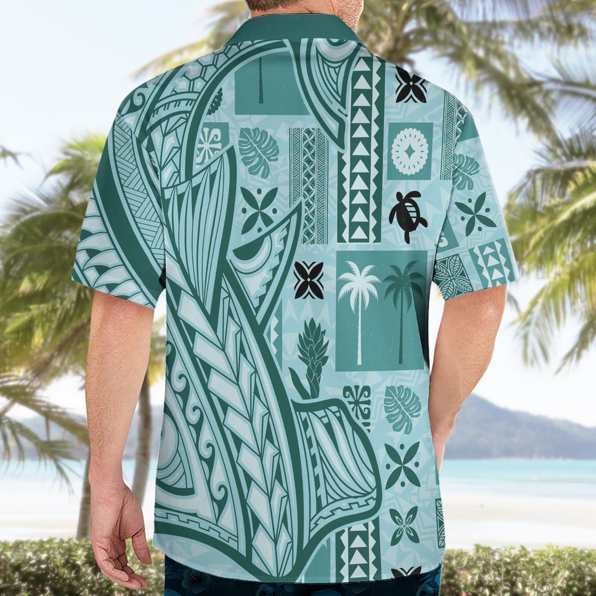 Samoa Tapa Hawaiian Shirt Siapo Mix Tatau Patterns - Teal LT7 - Polynesian Pride