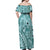 Samoa Tapa Off Shoulder Maxi Dress Siapo Mix Tatau Patterns - Teal LT7 - Polynesian Pride