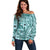 Samoa Tapa Off Shoulder Sweater Siapo Mix Tatau Patterns - Teal LT7 Women Teal - Polynesian Pride