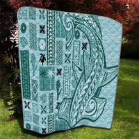Samoa Tapa Quilt - Siapo Mix Tatau Patterns Teal LT7 - Polynesian Pride