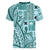 Samoa Tapa Women V Neck T Shirt Siapo Mix Tatau Patterns - Teal LT7 - Polynesian Pride