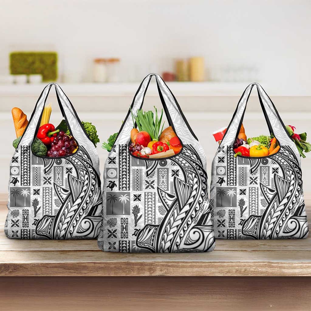 Samoa Tapa Grocery Bag Siapo Mix Tatau Patterns - White LT7 3-pack One Size White - Polynesian Pride
