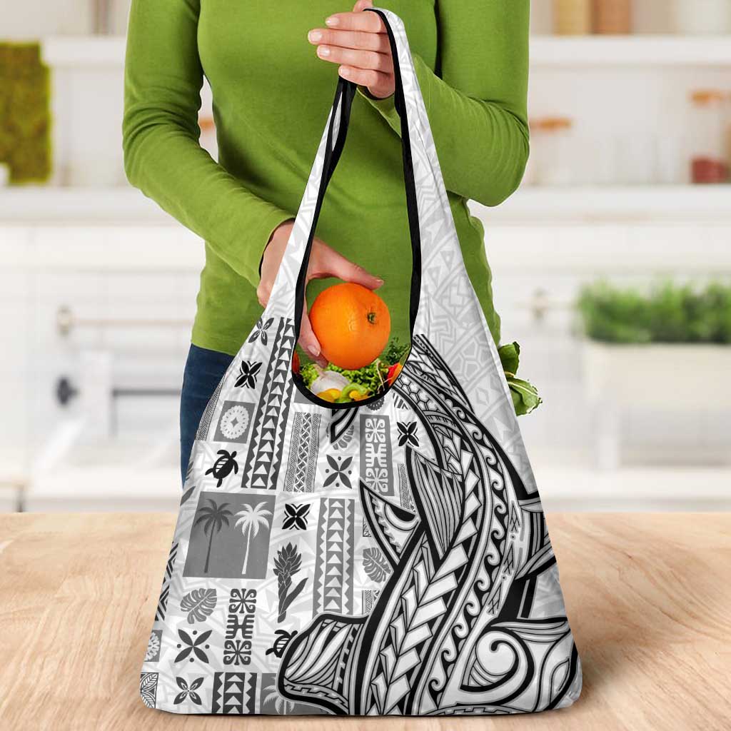 Samoa Tapa Grocery Bag Siapo Mix Tatau Patterns - White LT7 - Polynesian Pride