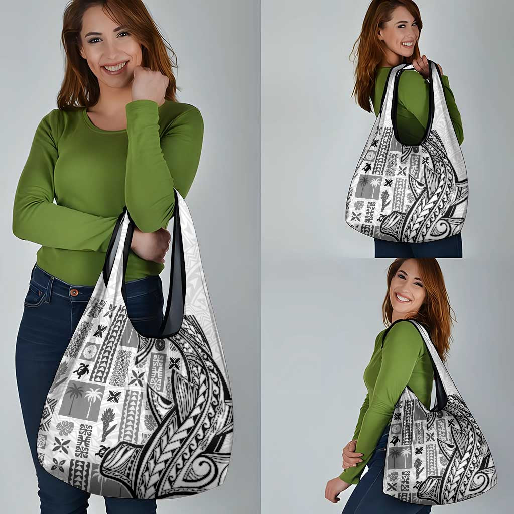 Samoa Tapa Grocery Bag Siapo Mix Tatau Patterns - White LT7 - Polynesian Pride