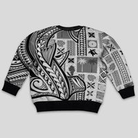 Samoa Tapa Kid Ugly Christmas Sweater Siapo Mix Tatau Patterns - White LT7 - Polynesian Pride