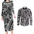 Samoa Tapa Couples Matching Long Sleeve Bodycon Dress and Long Sleeve Button Shirt Siapo Mix Tatau Patterns - Black LT7 Black - Polynesian Pride