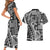 Samoa Tapa Couples Matching Short Sleeve Bodycon Dress and Hawaiian Shirt Siapo Mix Tatau Patterns - Black LT7 - Polynesian Pride