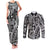 Samoa Tapa Couples Matching Tank Maxi Dress and Long Sleeve Button Shirt Siapo Mix Tatau Patterns - Black LT7 Black - Polynesian Pride