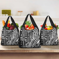 Samoa Tapa Grocery Bag Siapo Mix Tatau Patterns - Black LT7 3-pack One Size Black - Polynesian Pride