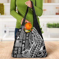 Samoa Tapa Grocery Bag Siapo Mix Tatau Patterns - Black LT7 - Polynesian Pride