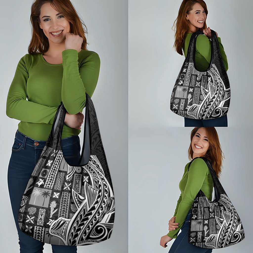 Samoa Tapa Grocery Bag Siapo Mix Tatau Patterns - Black LT7 - Polynesian Pride
