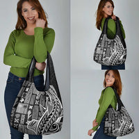 Samoa Tapa Grocery Bag Siapo Mix Tatau Patterns - Black LT7 - Polynesian Pride