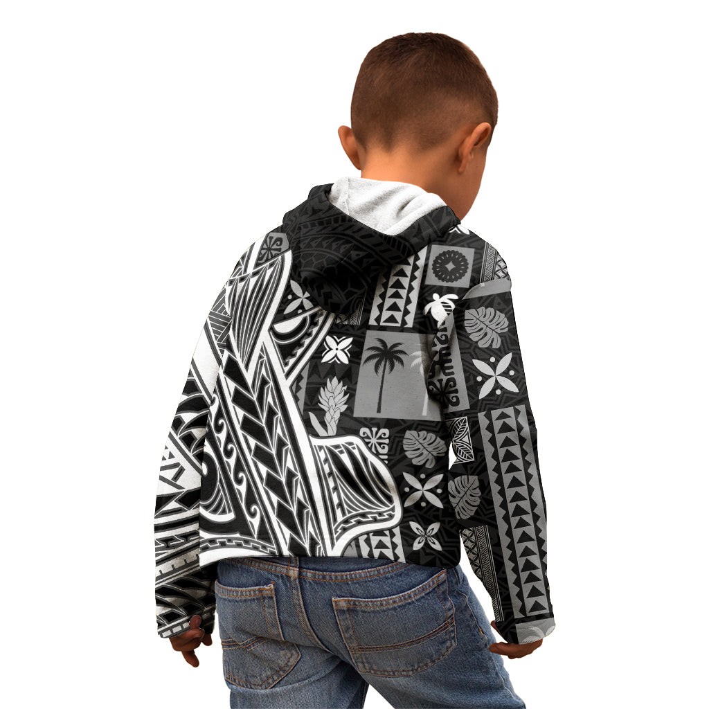 Samoa Tapa Kid Hoodie Siapo Mix Tatau Patterns - Black LT7 - Polynesian Pride